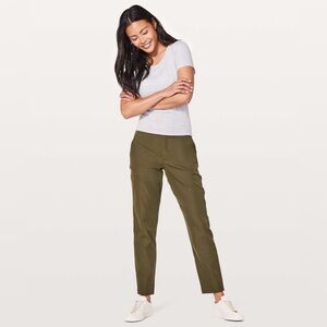 Lululemon Athletica City Trek Trouser *28" in
Military Green.